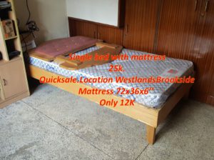 Wooden Bed & Spring Mattress 2Pc